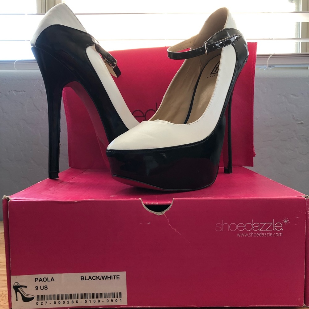 Black and white pumps